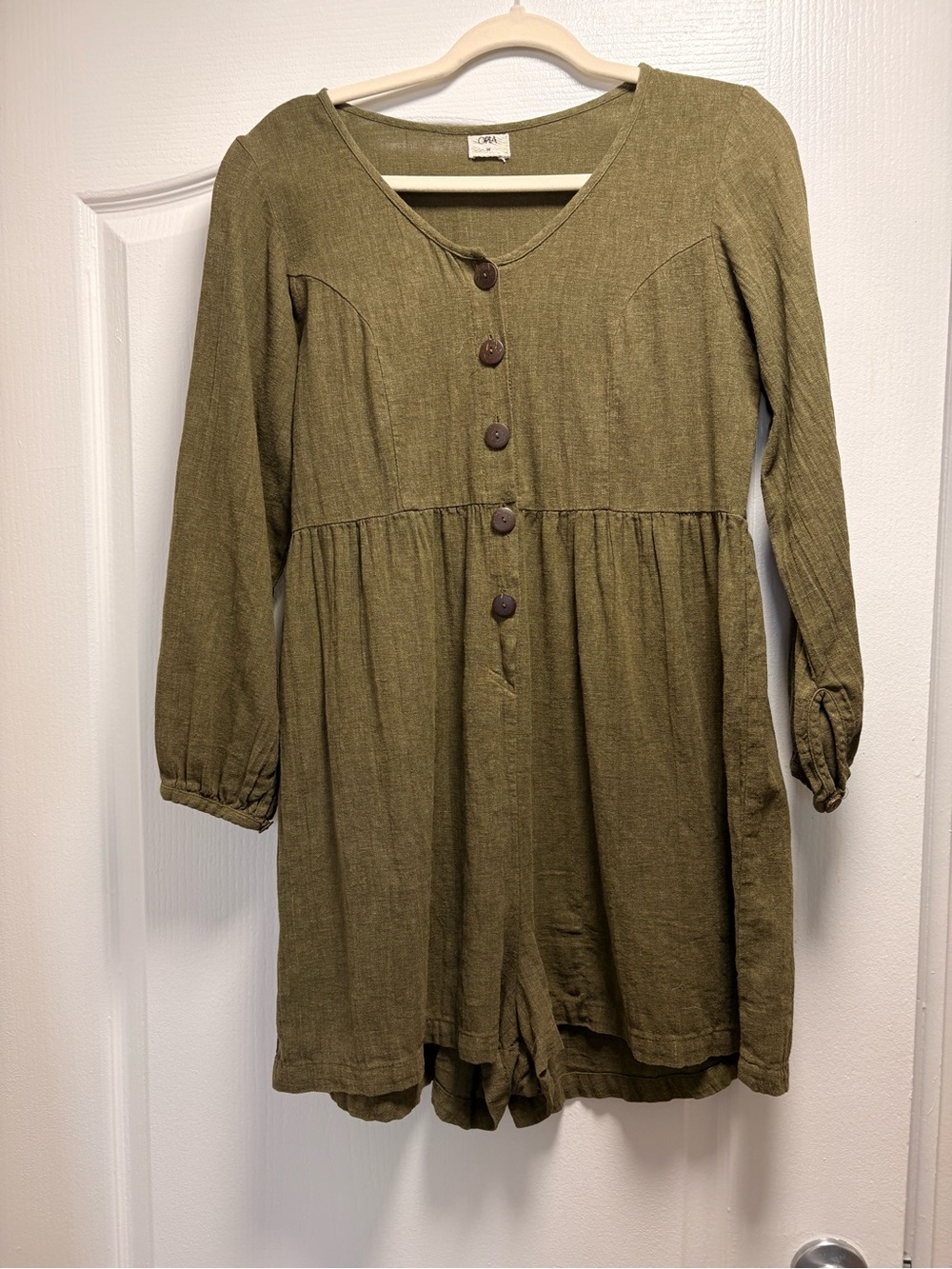 Opia Olive Green Women’s linen Romper Playsuit Boho Beach Festival Work